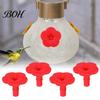 Silicone Hummingbird Feeder Parts 4PCS Replacement Parts, Simulated Red Flowers Shape, Universal Outdoor Accessory Fit Waterproof Bird Accessories,