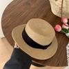 Breathable Straw Woven Hat Elegant Women's Sun Hat Retro Beach Flat Top Hat  Ladies