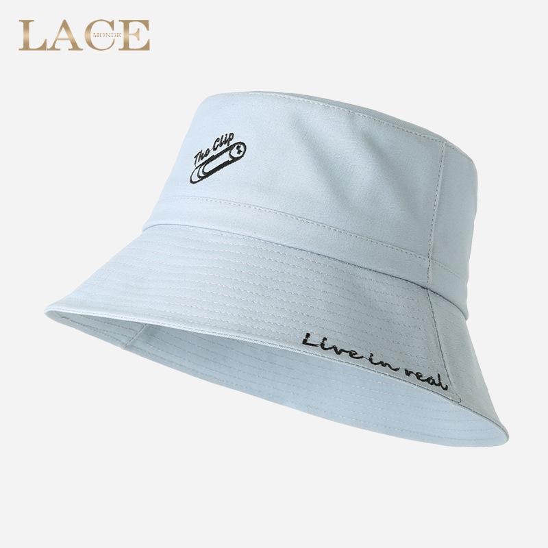 Summer Embroidery Letter Pattern Bucket Hat Fashion Girls Outdoor Sun Beach Fisherman Cap Classic Girly Casual Bob Panama Hat
