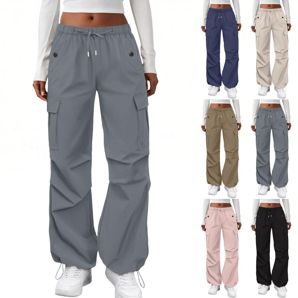 Women's Casual Pants Cargo Pants Elastic Waisted Hiking Pants With Pockets Lightweight Baggy Pants