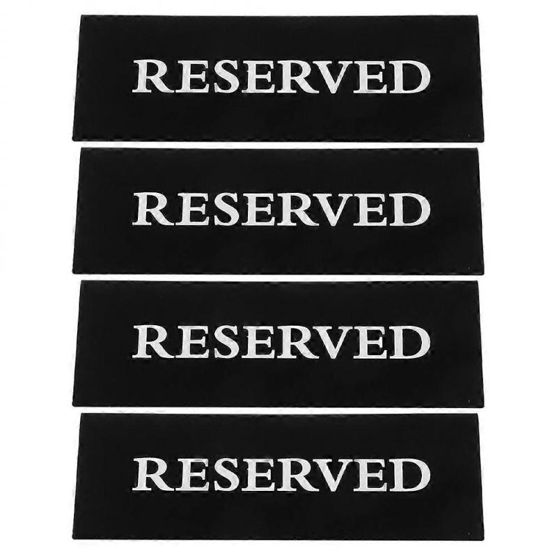 Acrylic Reserved Table Tent Signs for Reservation 4Pcs Black for Events
