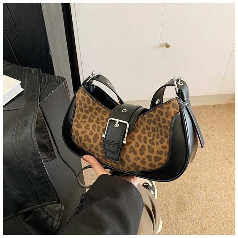 Contrast Color Leopard Print Small Women's Bag New Fashion Texture Shoulder Messenger Bag