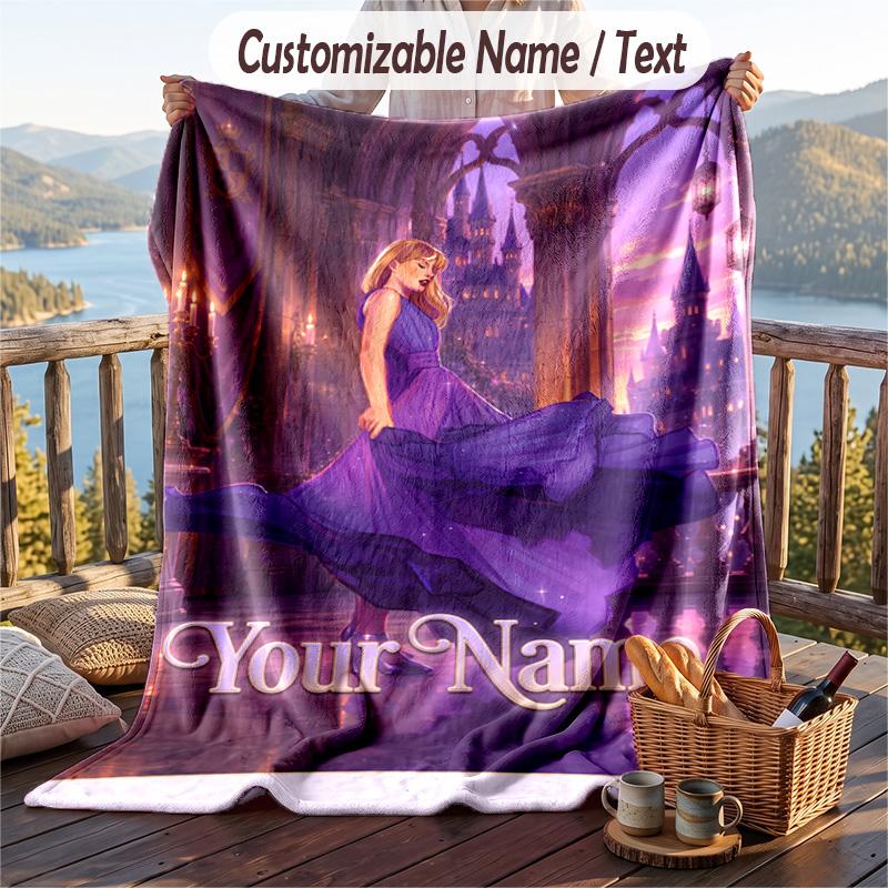 Personalized Flannel Throw Blanket,Taylor Swift Custom Printed Name, Cozy Plush Blanket For Home Use