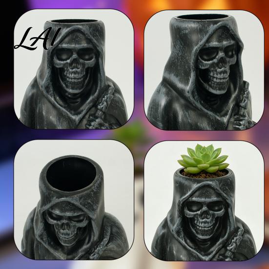 Funny Holiday Gifts for Friends Ghost/Skull Shape Pen Holder Resin Desktop Organizer Halloween Cute Ghost Cup Decorative Storage Container
