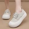 Women's Casual Shoes Thick-soled Round-toed Lace-up Height-enhancing White Shoes Fashionable Loafers