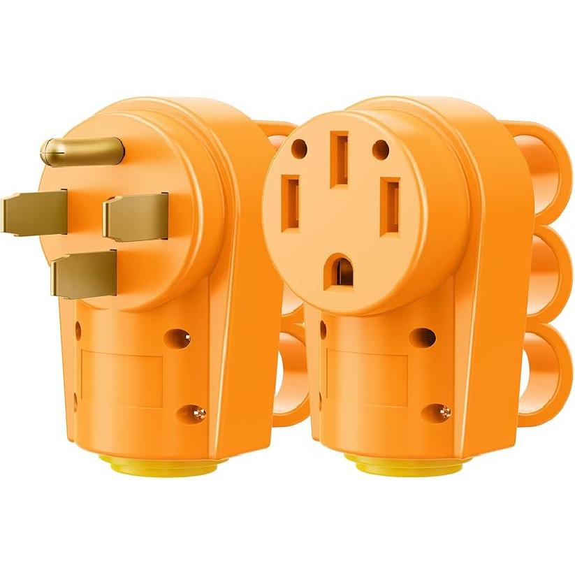 Snowy Fox RV 50 Amp Female Replacement Plug 14-50R Heavy Duty 125V/250V Receptacle Plug With Ergonomic Handle For RV, Camper, Caravan