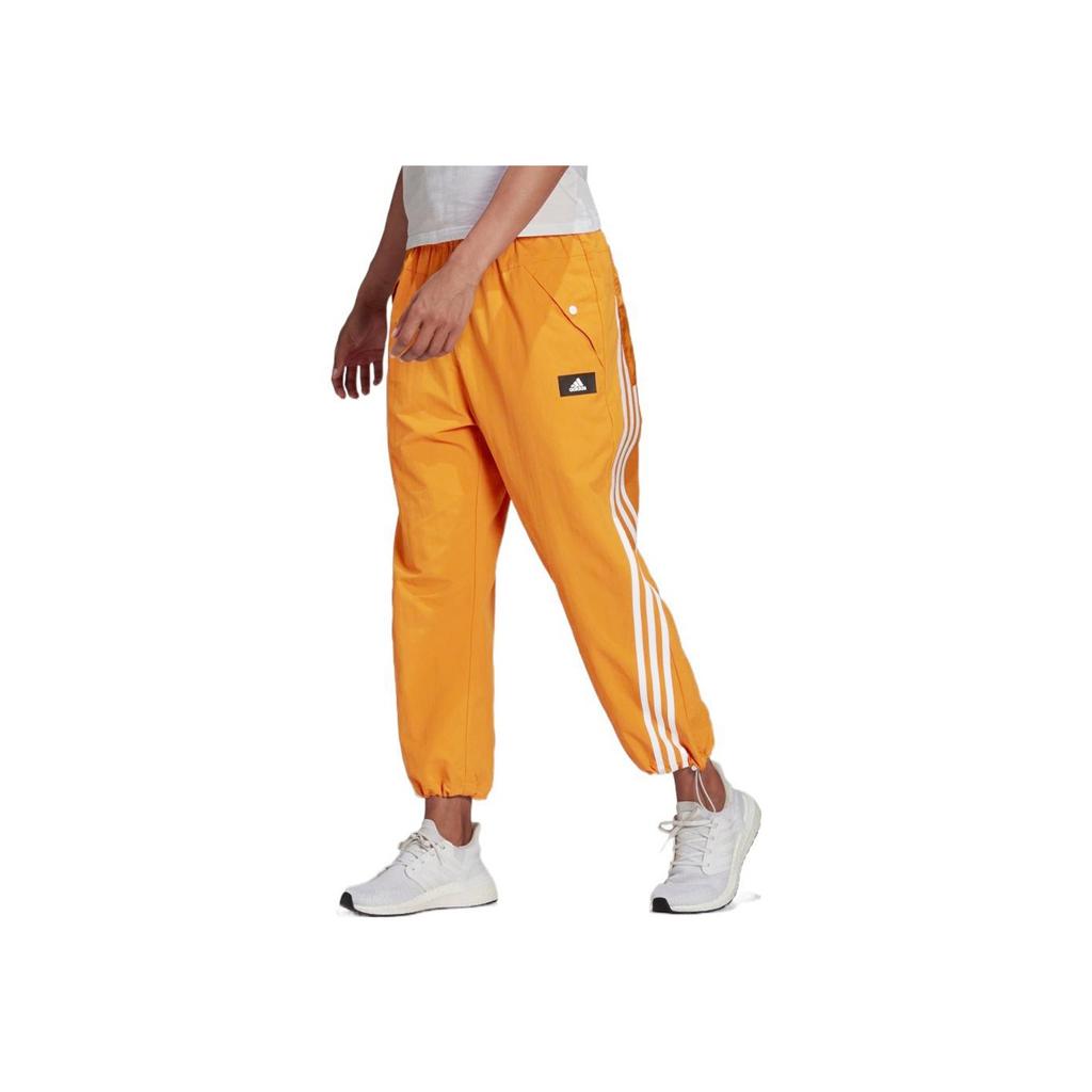 Adidas Striped Logo Print High-Waisted Tapered Vintage Sports Pants Women Pants Deep-Orange HA0815