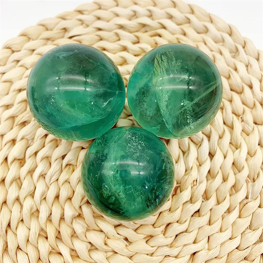 Natural fluorite diameter weight with green fluorite beautiful natural with beautiful green New sun interior decoration [POWERTONE] ball, approx.
