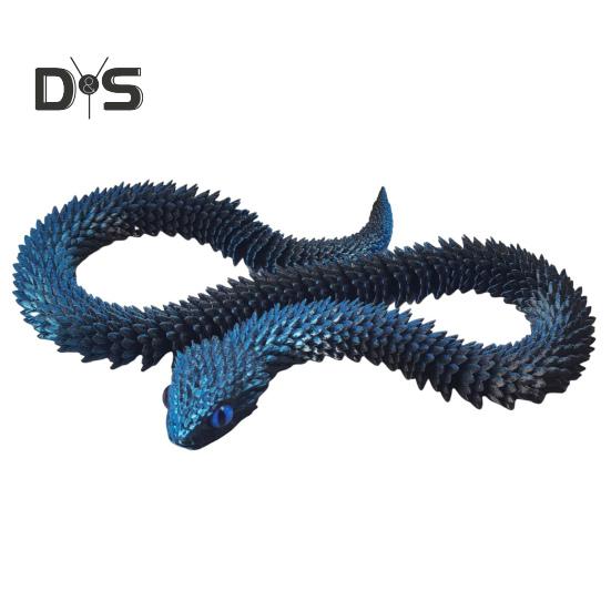 3D Printed Snake Toy Articulated Viper Figurine Fidget Snake Toy Collectible Snake Model with Flexible Joints for Home Office Desk Decor