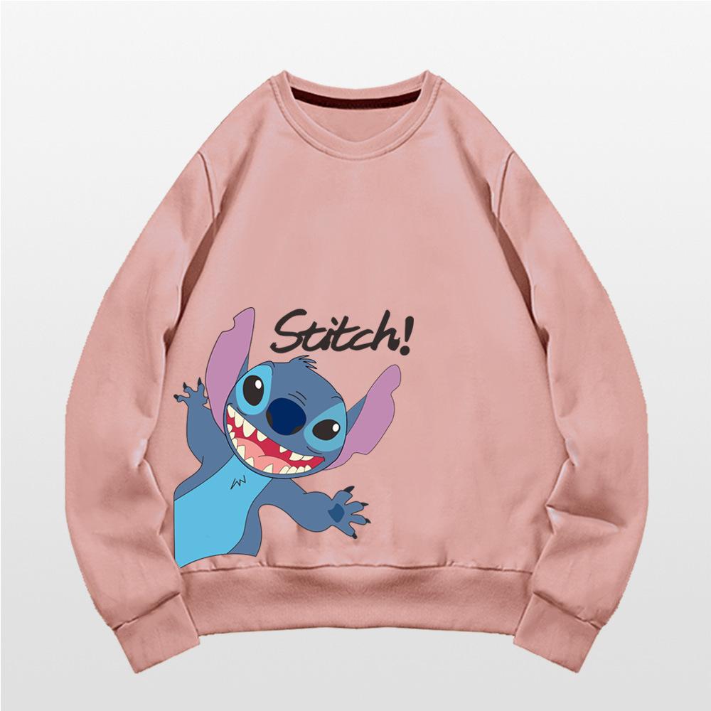 Stitch Crew Neck Sweater Men's and Women's Trendy Brand Autumn Animation Cute Couple Loose Shoulder Clothes
