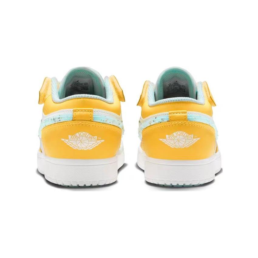 Jordan Air Jordan 1 Low Alt SE PS Canvas Breathable Low top Kids' Skateboarding Shoes Yellow White DX4387-800