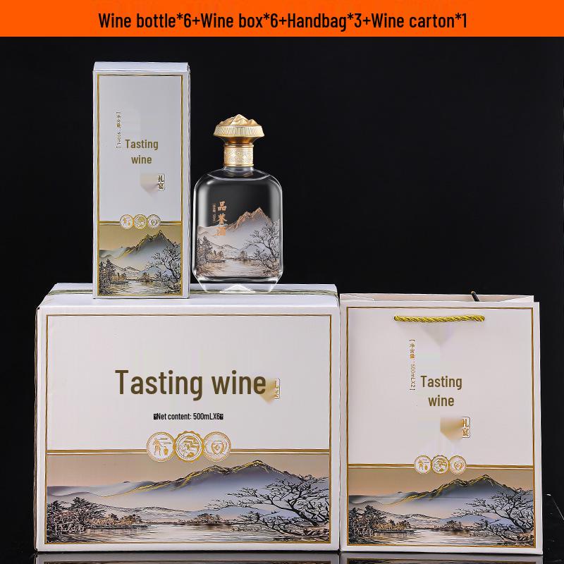 Transparent 500ml Glass Wine Bottle with Thickened Sealing, Customizable Text, Empty for Tasting and Packaging
