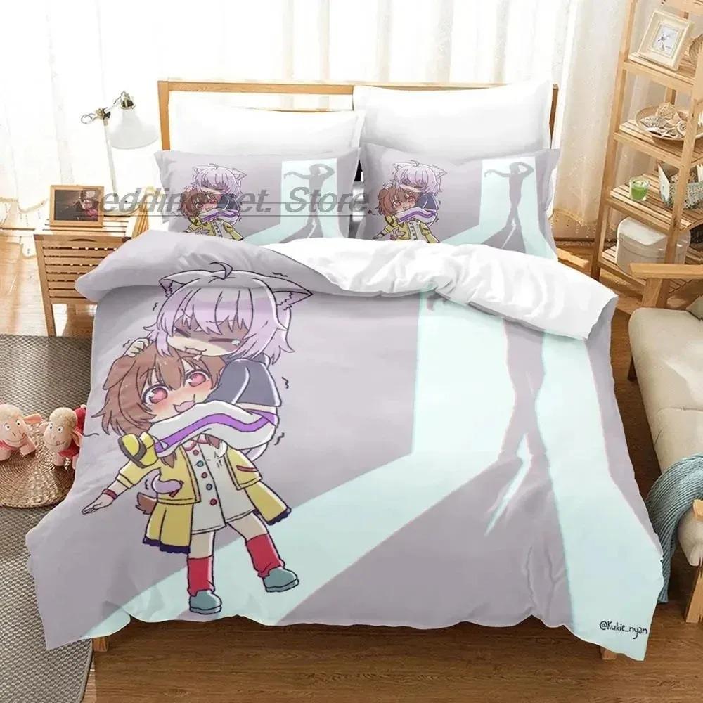 Hololive Neko Mata Okayu Bedding Set Single Twin Full Queen King Size Bed Set Aldult Kid Bedroom Duvetcover Sets 3D Print Kawaii