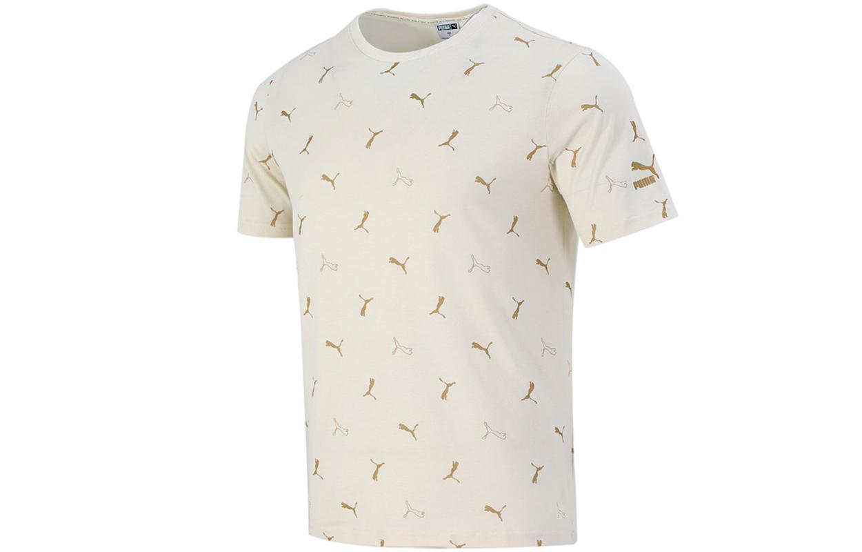 PUMA T Shirts Men s Ecru Crew Neck Moderate Straight Fit 533142-73 L