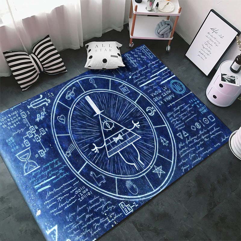 Gravity-Falls Cartoon Pattern Room Carpet Rug for Home Living Room Bedroom Sofa Decor Kids Play Area Rug Non-slip Floor Mat Gift