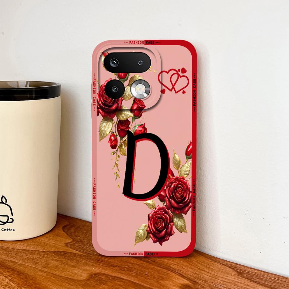Phone Case For Realme 16 Pro Plus 5G Pretty Rose Letter Lightweight Funda For Realme 16Pro+ Anti Drop Soft Liquid Silicone Shell