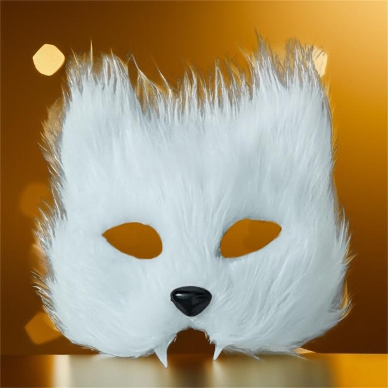 Plastic Long Hair Foxes Party Mask Lightweight Unisex Costume Accessory For Balls Stage Shows And Role Playing