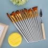 17Pcs Painting Brush Set Acrylic Professional Silver Round Rod Nylon Wool Art