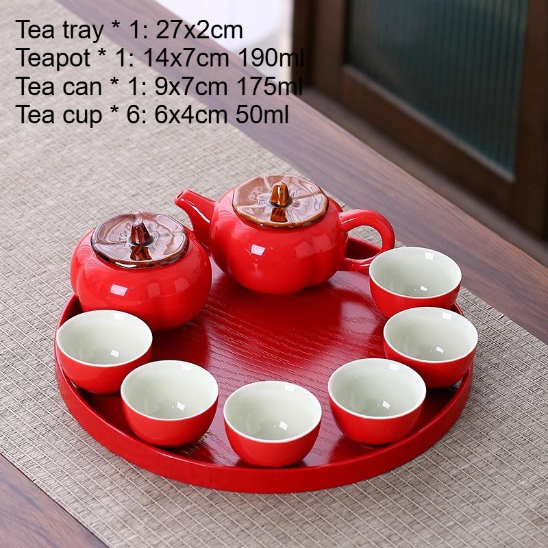 Red Ceramic Chinese Wedding Tea Set Exquisite Porcelain Teapot and Cup Set Customized Gaiwan Teaware Gifts Home Drinkware
