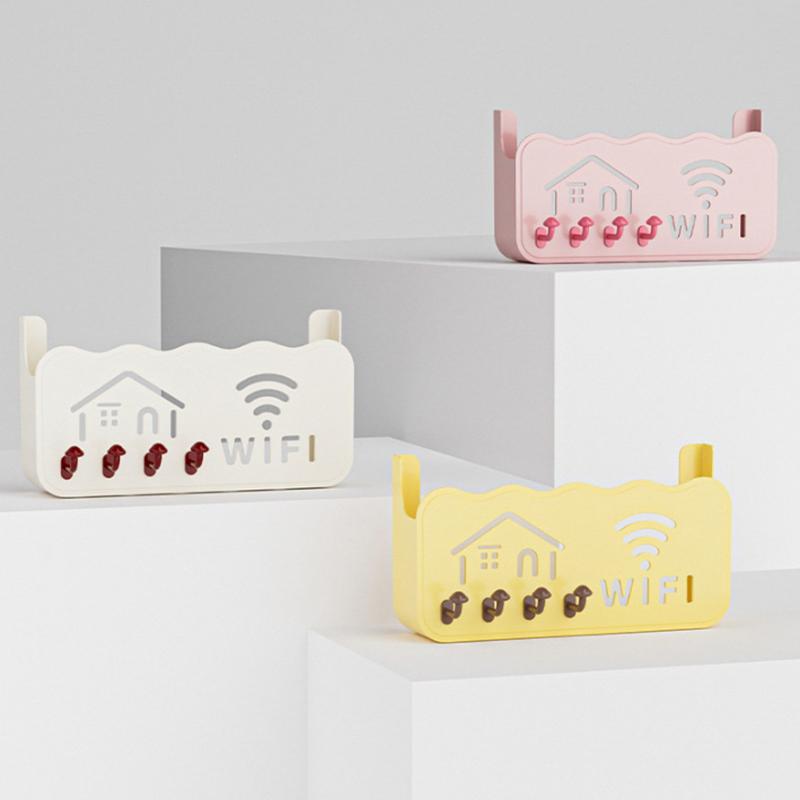 1Pcs Mini Mushroom Hook Router Shelf, Cartoon Wireless Tv Set-Top Box Storage Rack, Wall-Mounted, No-Drill Storage Box.