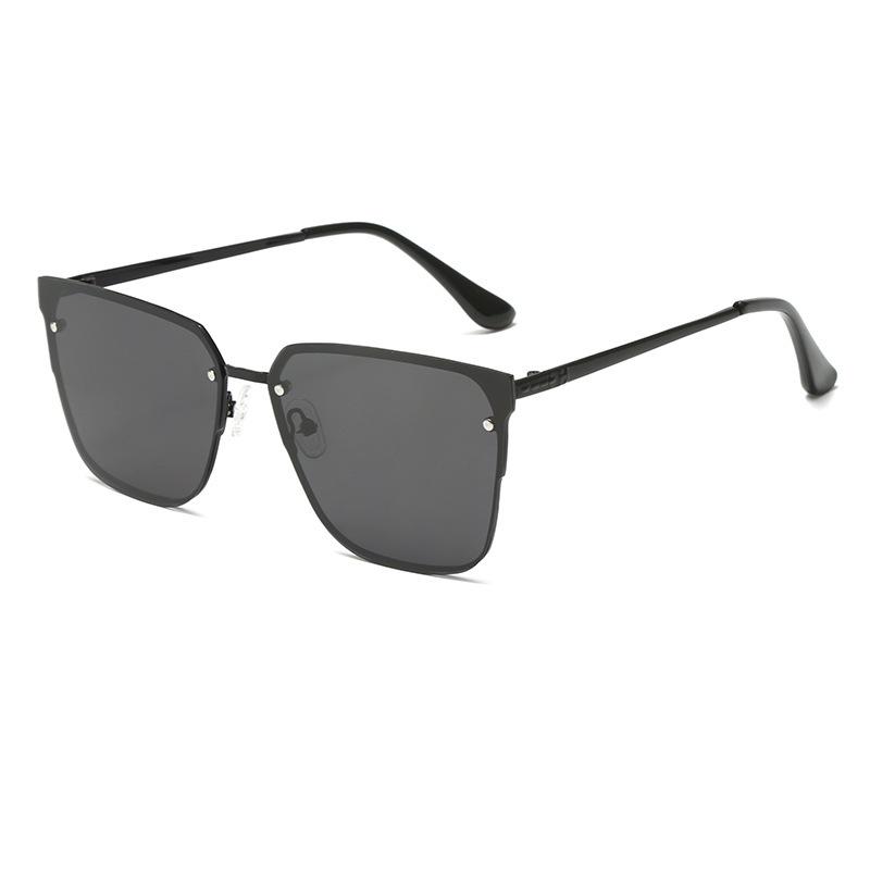 Trendy European & American Large Frame Street Style Polarized Metal Sunglasses for Outdoor Casual Wear