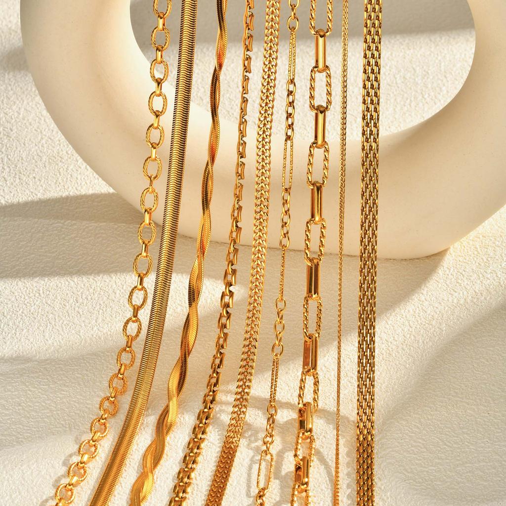 Stainless Steel Strap Chain Handmade Chain Necklace for Women,Gold Color Flat Snake Chain Mesh Necklaces,Classic Jewelry Gifts