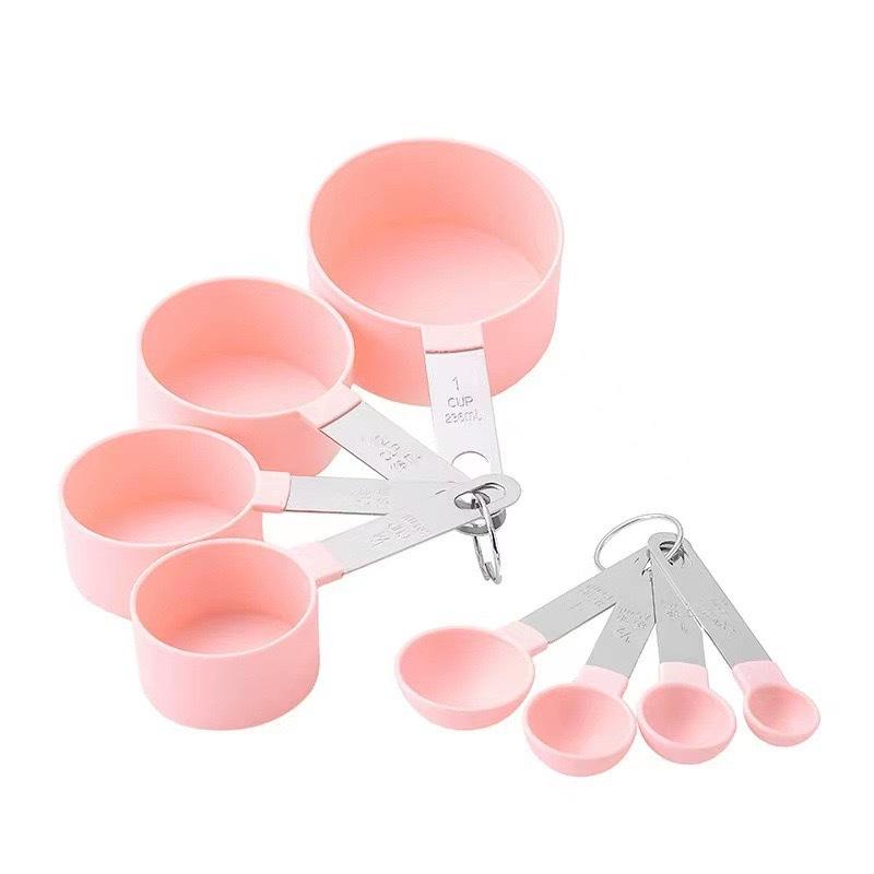 8-Piece Stainless Steel and Plastic Measuring Cups and Spoons Set with Scale for Baking
