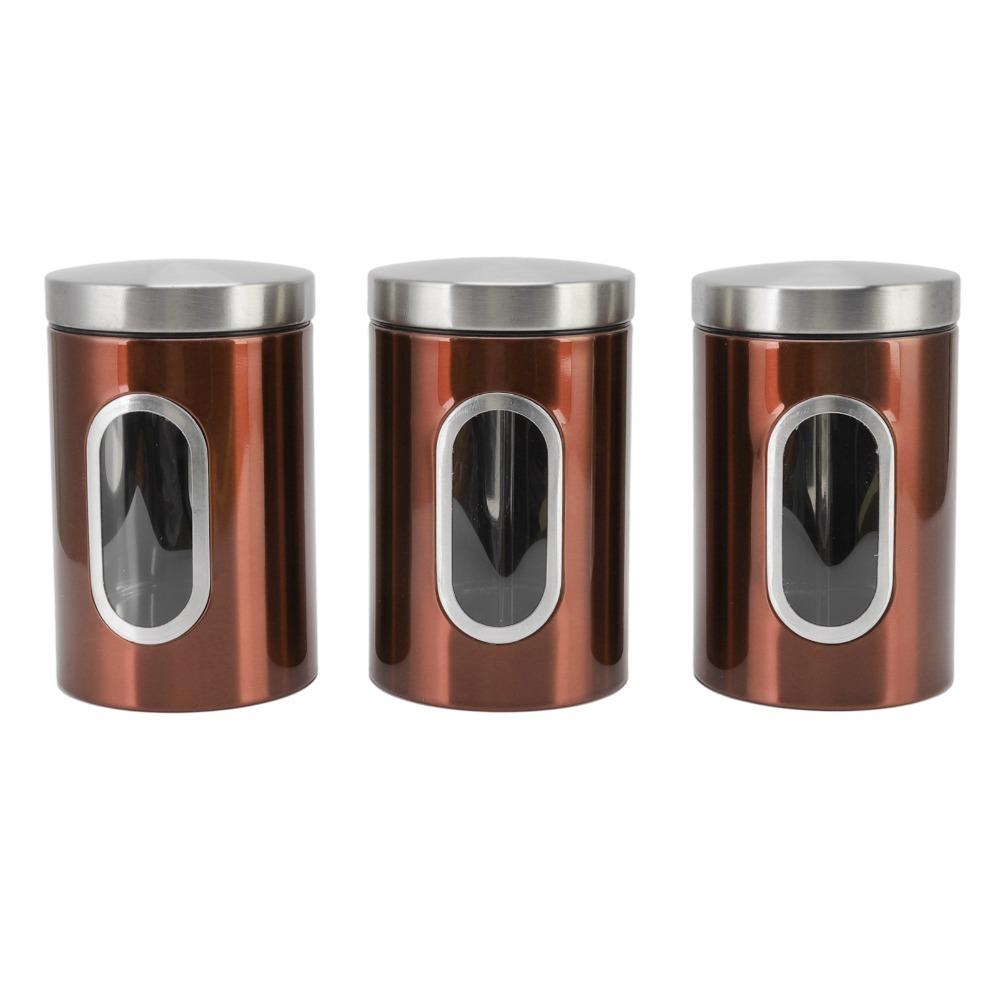 3PCS Set Reusable Food Storage Jars Transparent Windows Colorful Stainless Steel Containers Durable Food Containers Home Kitchen