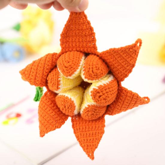 DIY Crochet Peelable Fruit Kit Cute Handmade Knitted Lifelike Orange Fruit Doll with Instruction Yarn Hook for Beginners Handicraft Lovers