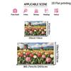 2D Spring Holland Landscape Backdrop Featuring Vibrant Tulip Fields and Traditional Windmills