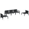 Garden Sofa Set with Cushions 5 Pcs Black Steel