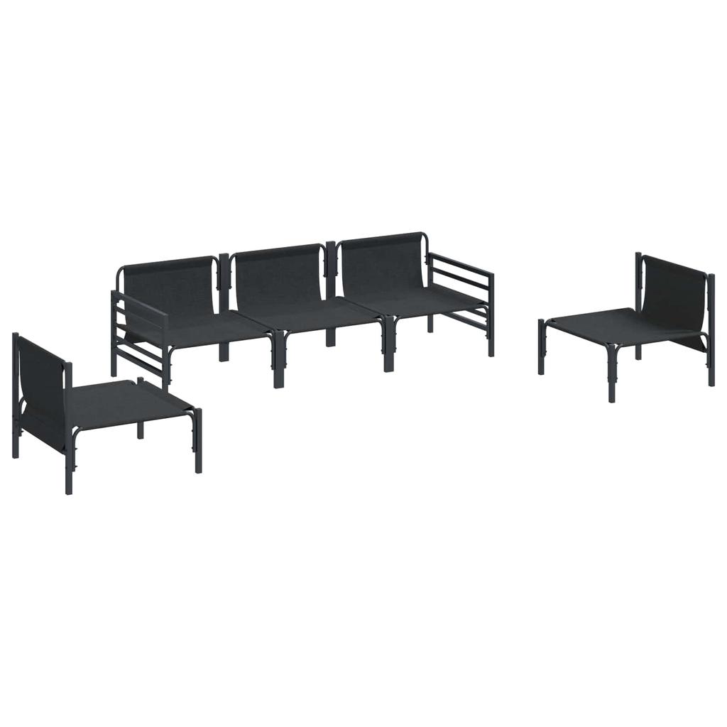 Garden Sofa Set with Cushions 5 Pcs Black Steel
