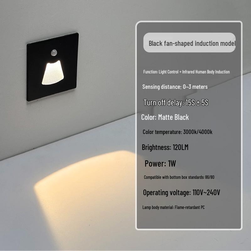 Ultracienka lampka nocna z czujnikiem magnetycznym do wbudowania typu 86 na schody i korytarze
