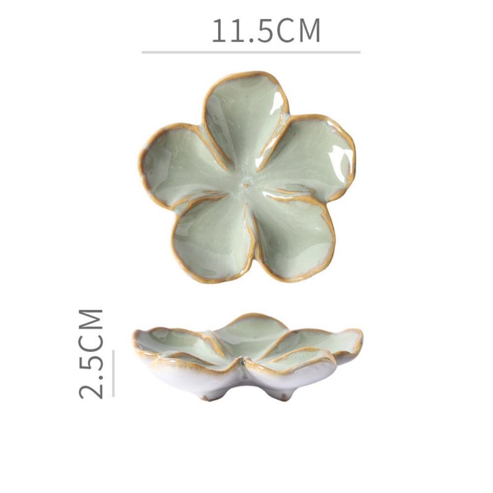 Retro Multi-color Ceramic Craft Dish Creative Decorative Flower Shaped Small Dish Dipping Sauce Dish Gifts