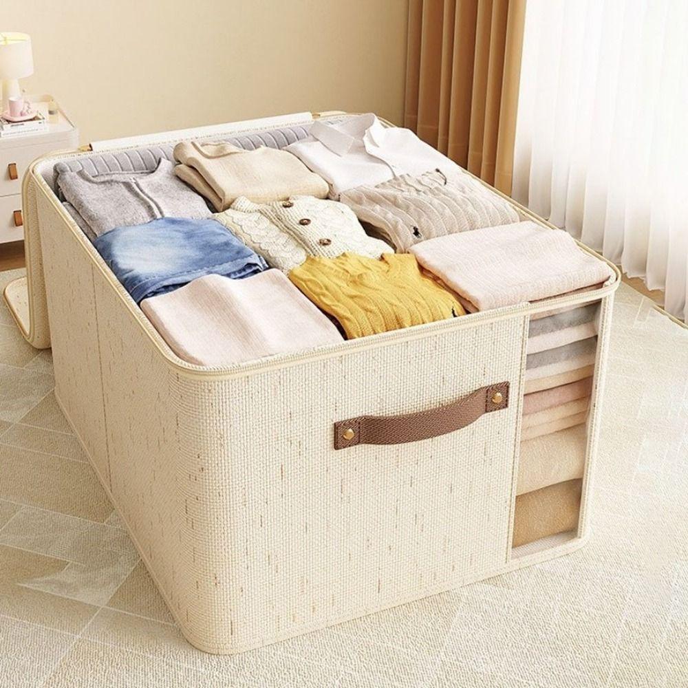 Visible Clothes Quilts Storage Bag Large Capacity Foldable Quilt Zipper Container Dustproof with Lid Wardrobe Storage Bag