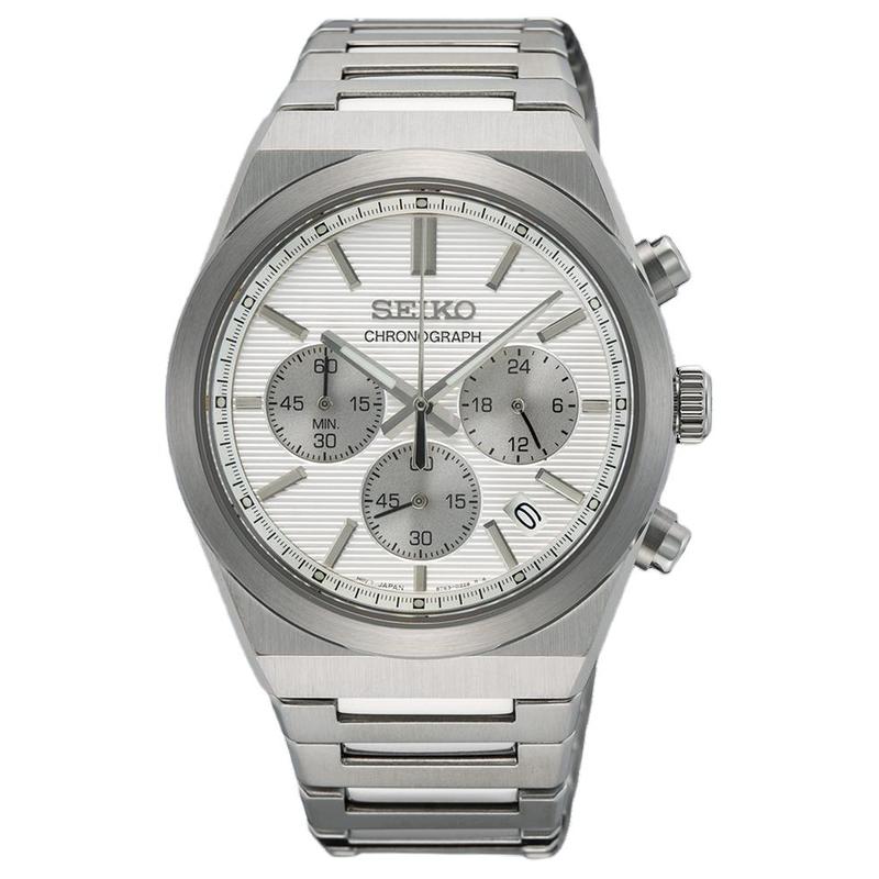 SEIKO 100 meters waterproof Quartz men s watch white dial SSB451 синий