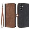 For Samsung Galaxy A17 PU Leather Case with Strap Phone Cover Stand Side Magnetic Button Design