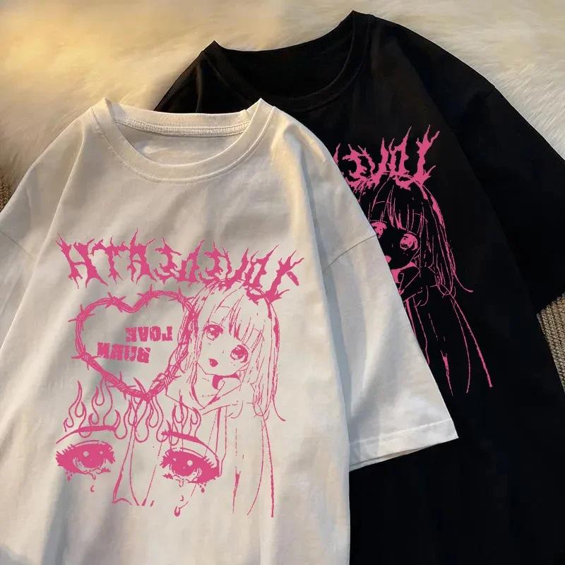 Harajuku T-shirt Women Anime T-shirt Clothes Summer Pattern Tops T-shirt Women Japanese Streetwear Women's Clothing Fashion