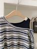 2025 Summer Women's Striped Off-Shoulder Long-Sleeve T-Shirt - Versatile, Simple, Slimming Top for Commute