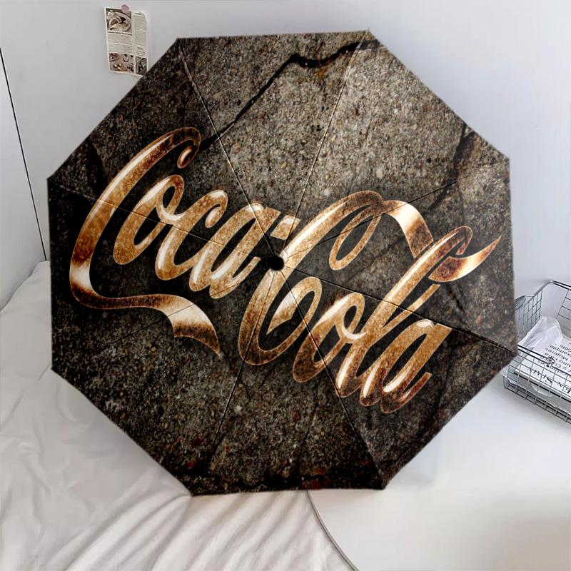 1PC Coca-cola Christmas Delivery Automatic Umbrella - Suitable Travel Outdoor Portable Umbrella Birthday Gift Daily Essentials
