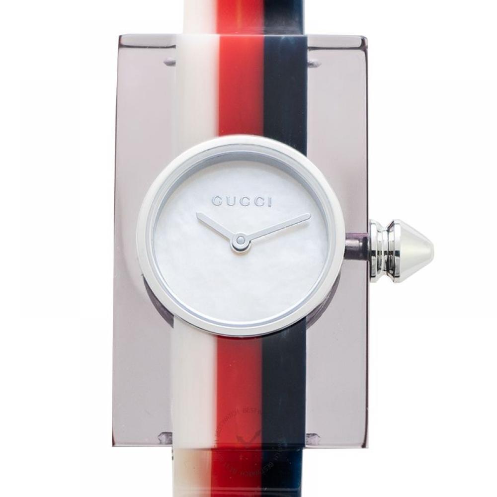 

Женские часы Gucci Vintage Web с кварцевым белым перламутровым циферблатом