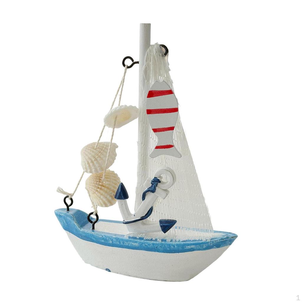 Mini Sailboat Model Beach Nautical Decorative Crafts Table Ornament Home Decor for Housewarming