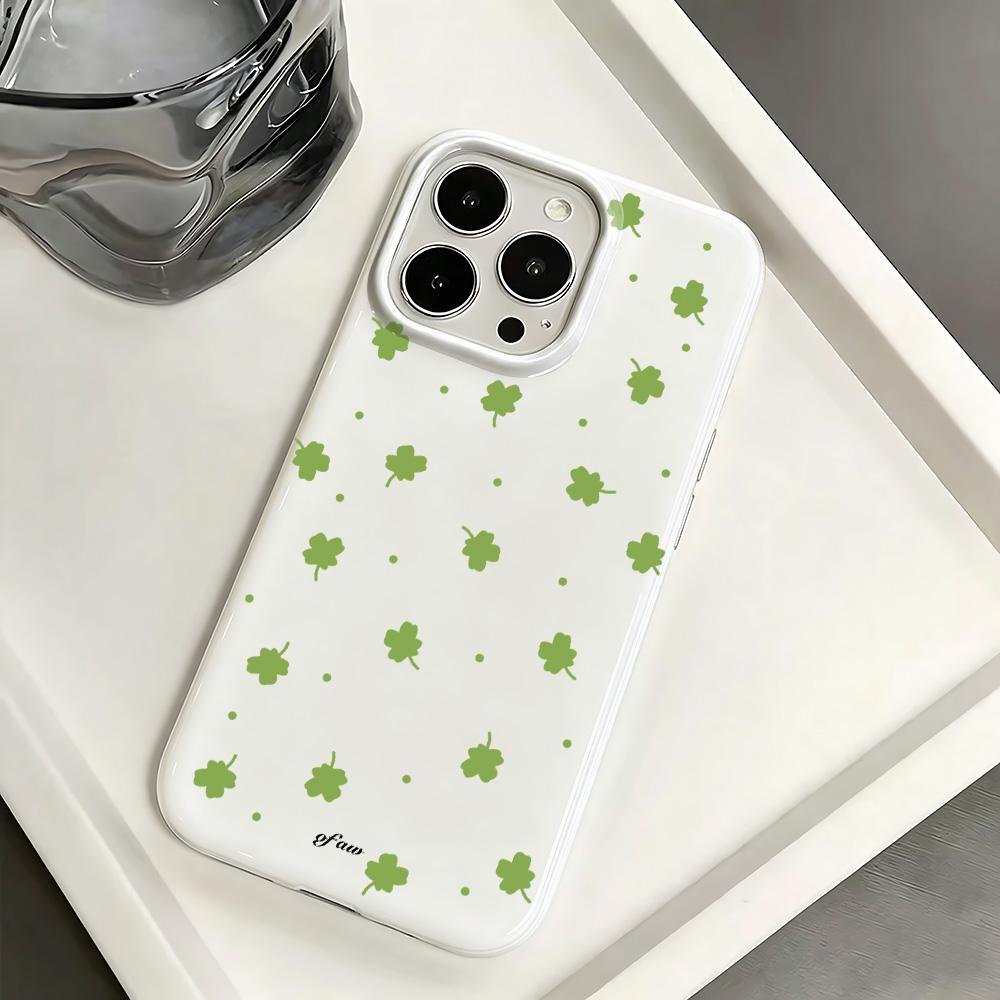 Cartoon Four-Leaf Clover Smooth Anti Scratch Phone Case For Iphone 15 Plus 14 17 Air 11 Pro Max 12 16 13 Breathable Soft Bumper