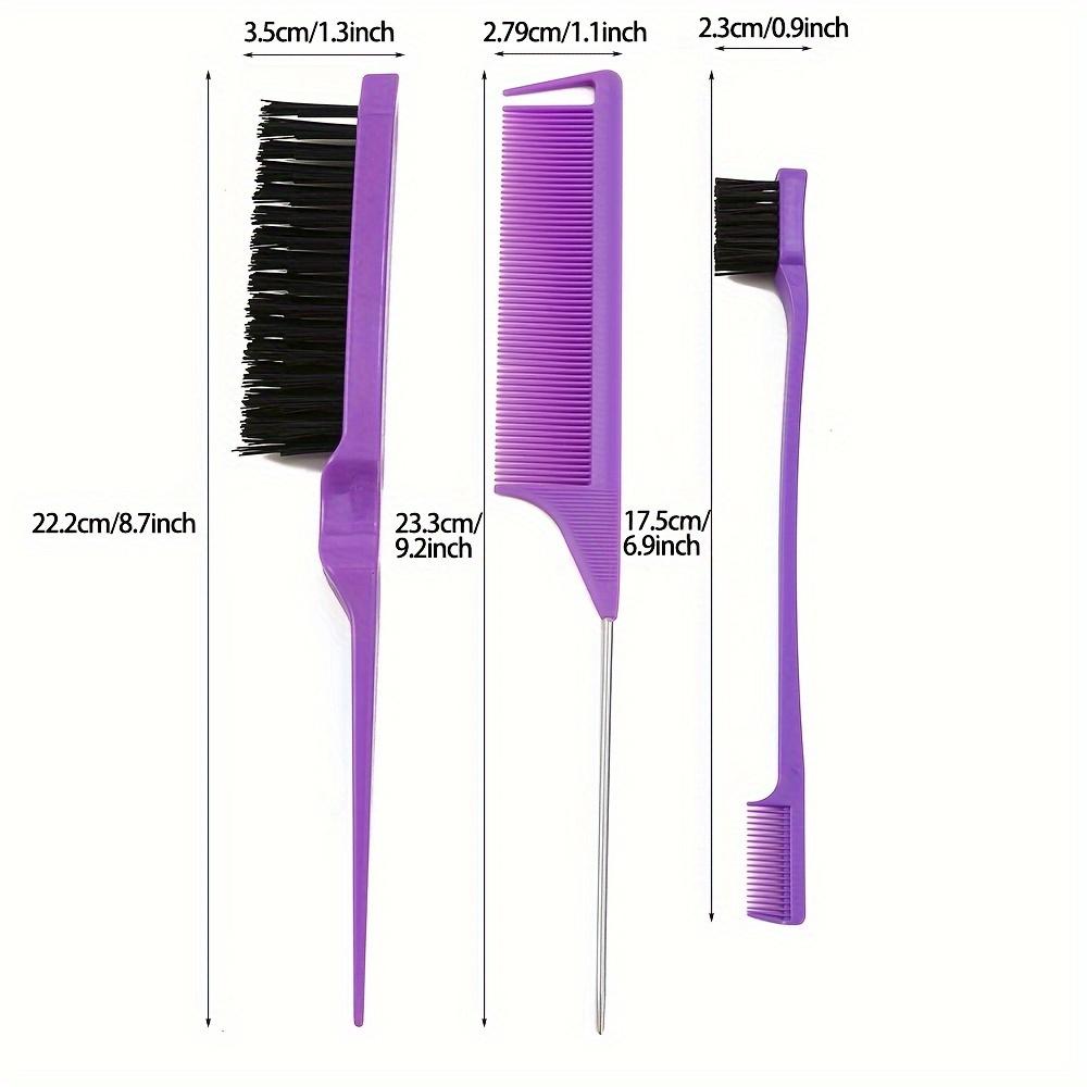 [3pcs Multi-Purpose Hair Styling Comb] 3pcs Hair Styling Comb Set - Nylon Bristle Brushes, Normal Hair, Fine-tooth Combs with ABS Plastic Handles