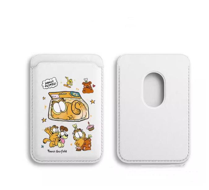 Cartoon Garfield MAGsafe Magnetic Leather Card Holder Phone Case Single Card Holder