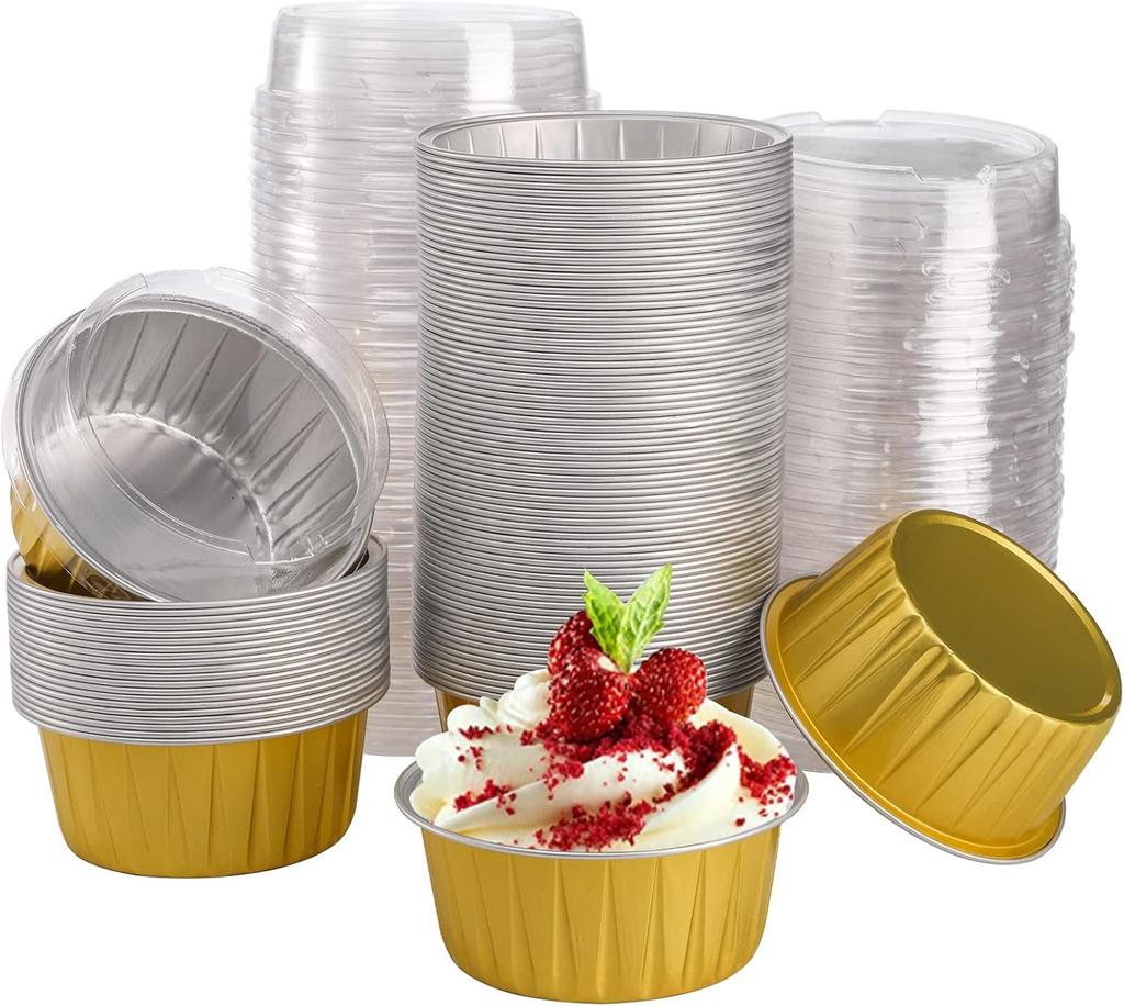 Disposable Baking Cups with Lids Aluminum Foil Cupcake Liners Colorful Polka Dot Paper Muffin Holders Round Cupcake Molds