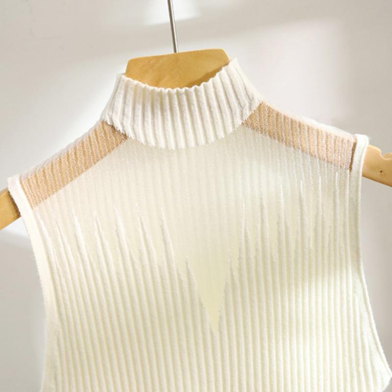 Summer New Sleeveless Casual Tank Tops Women Clothes Semi High Neck Inner Slim Fit Women's Tanks Camis Elegant Solid Simple Knit Lady Tank Vest 26151