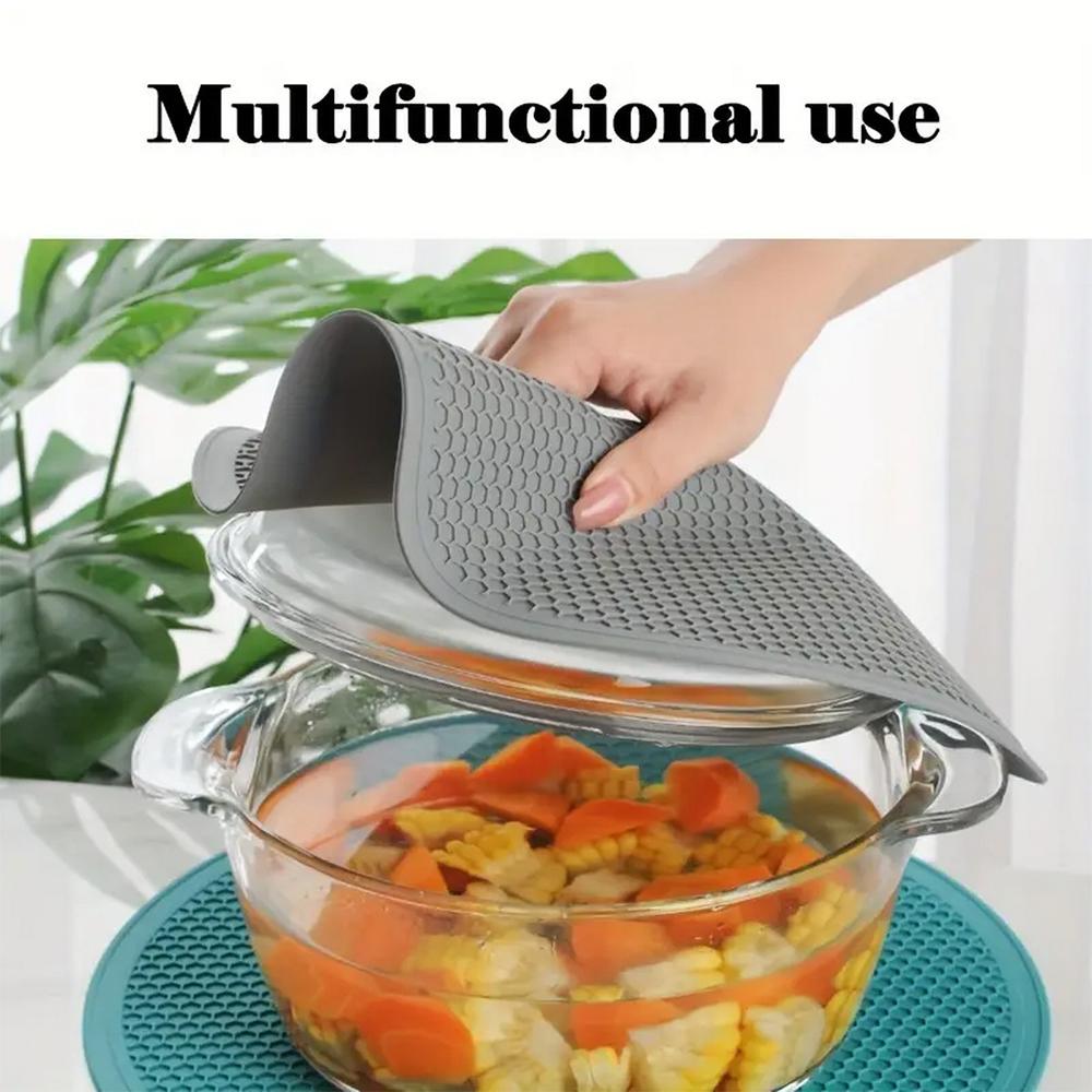 Tappetino in silicone grande da 25 cm, resistente al calore, sottobicchiere, tovaglietta a nido d'ape, antiscivolo, sottopentola, tovaglietta rotonda, accessori da cucina