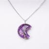 Crescent Pendant Necklace Moon Shape Crystal Necklaces for Women Men Natural Stone Collar Chain Choker Jewelry