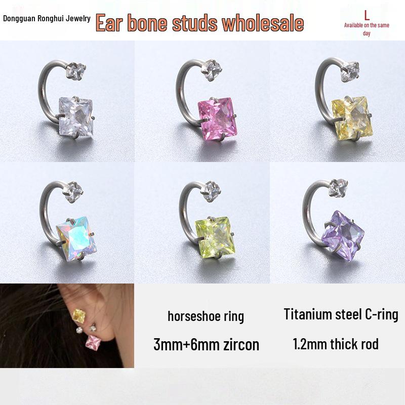 Luxury Dual-Headed Horseshoe Stud Earrings with Zircon Heart